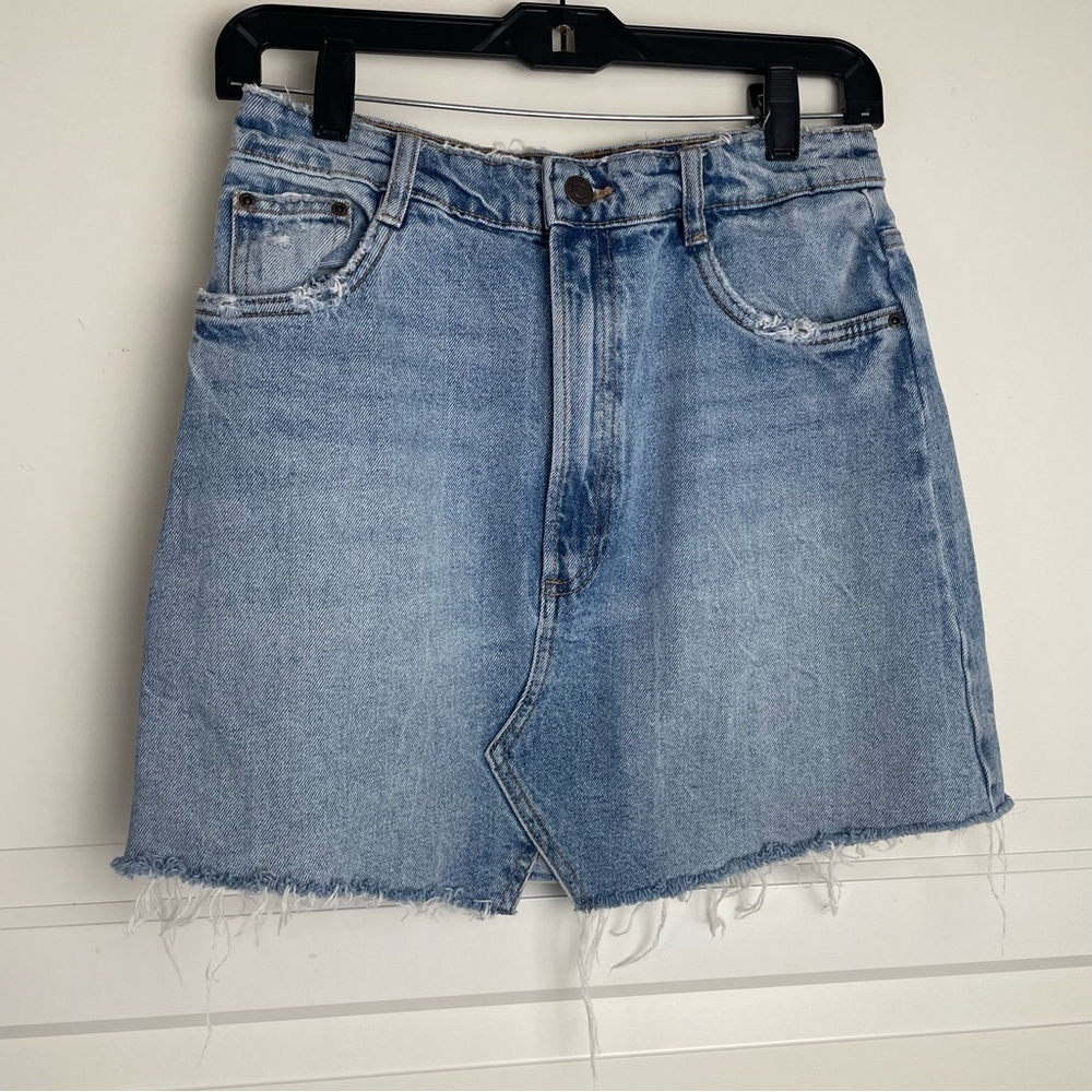 Zara TRF cutoff frayed hem blue denim Jean skirt 15333